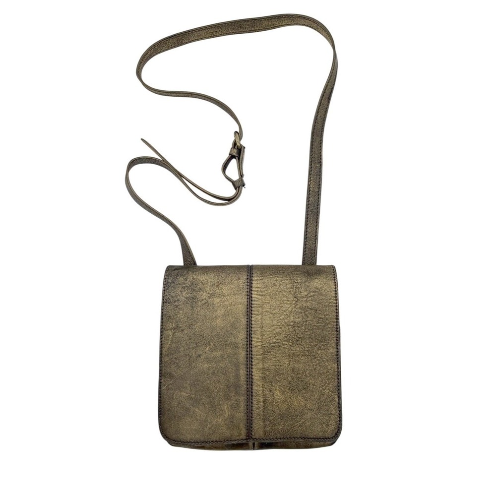 Patricia Nash Granada Leather Crossbody Bag Burnished Bronze Metallic Gold Flap